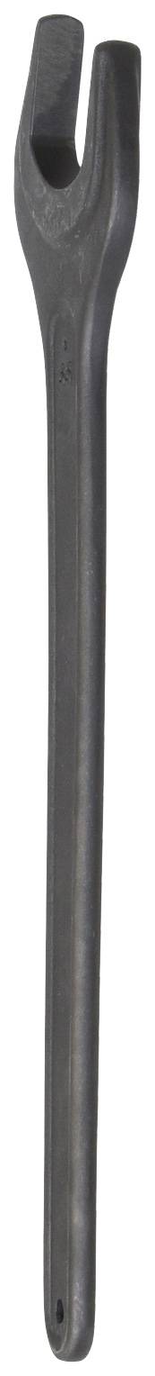 Klucz płaski wykonany z metalu, używany do dokręcania lub odkręcania nakrętek lub śrub.