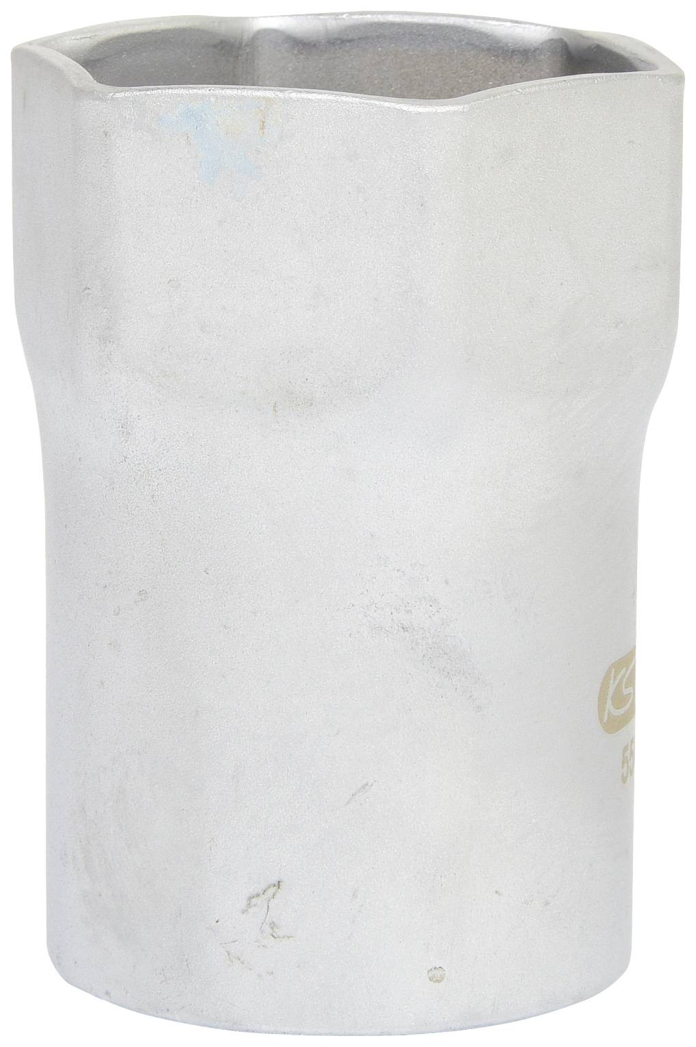 Srebrna nakrętka metalowa, cylindryczna, z sześciokątnym otworem na górze. Stosowana głównie w zastosowaniach mechanicznych.