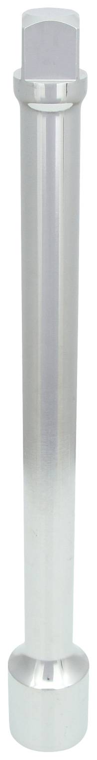 Srebrny cylindryczny metalowy przedmiot z płaskim górnym końcem, prawdopodobnie element narzędzia lub urządzenia.