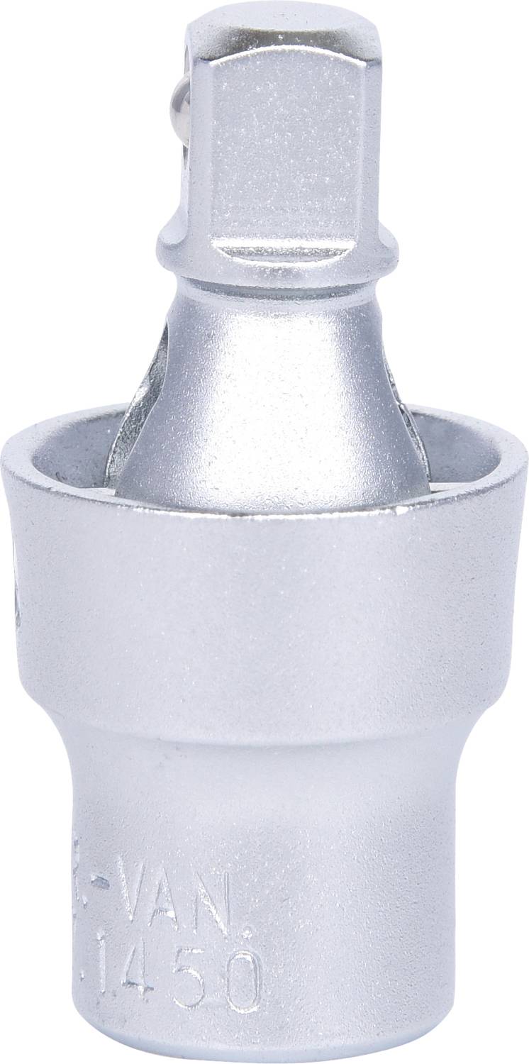 Metalowy adapter narzędziowy z kwadratową końcówką, przeznaczony do łączenia różnych rozmiarów i typów narzędzi.