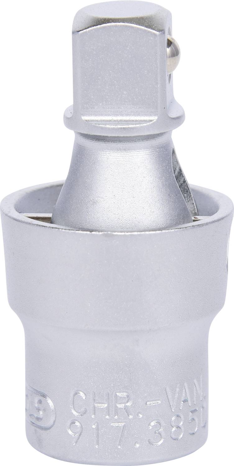 Metalowy adapter bitowy z sześciokątną podstawą i kwadratowym czubkiem do łączenia różnych narzędzi śrubowych.