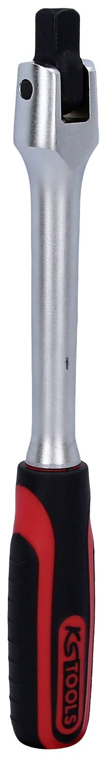 Klucz nastawny z czarną metalową nakładką i czerwonym, ergonomicznym uchwytem dla wygodnego użycia.