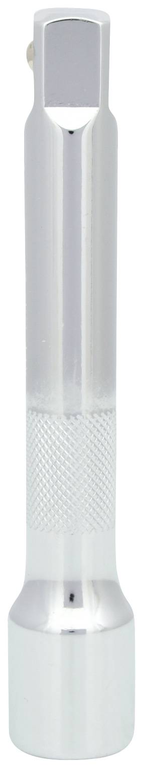 Srebrna latarka o smukłym, cylindrycznym kształcie. Górna część gładka, środkowy obszar ryflowany dla lepszego chwytu.