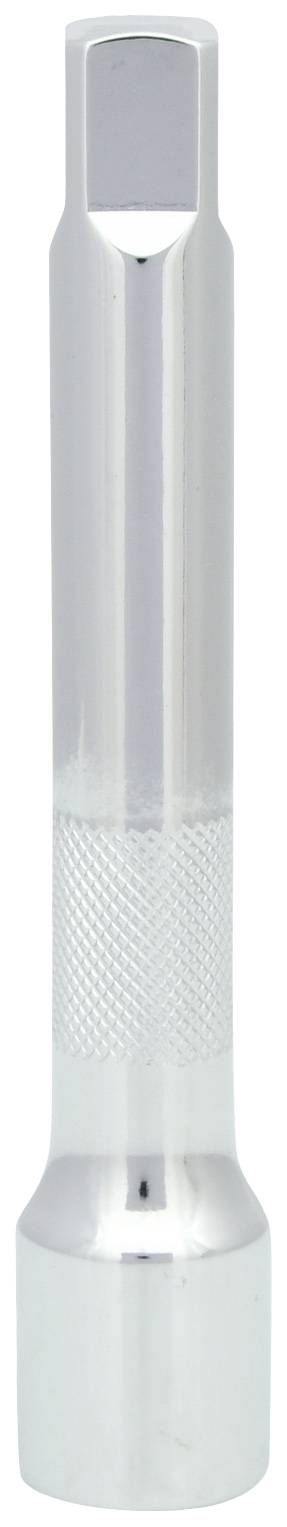 Srebrny adapter przedłużający klucz do śrub, o kształcie cylindrycznym, z żebrowanym uchwytem pod gniazdem głowicy.