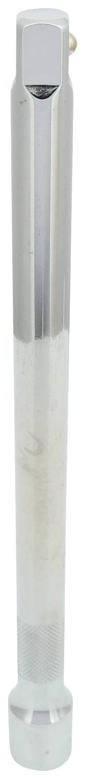 Srebrny metalowy pręt o kształcie cylindrycznym, zakończony zaokrąglonymi końcami, przydatny jako narzędzie lub element konstrukcyjny.