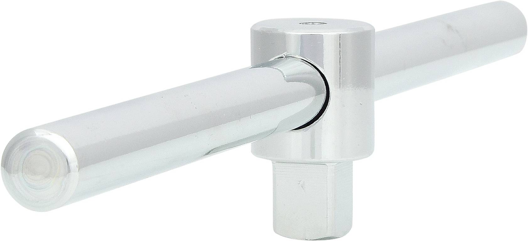 Klucz metalowy z długim cylindrycznym uchwytem i sześciokątnym czubkiem, używany do dokręcania lub odkręcania śrub lub sworzni.