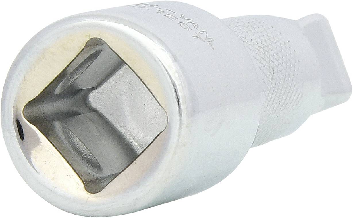 Metalowy otwieracz do butelek z kwadratowym otworem, odpowiedni do odkręcania kapsli. Kompaktowy rozmiar, wygodny uchwyt.