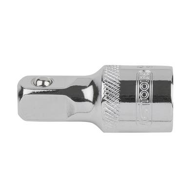 Srebrny adapter klucza nasadowego do narzędzi metalowych, w kształcie cylindra, z wyprofilowanym uchwytem.