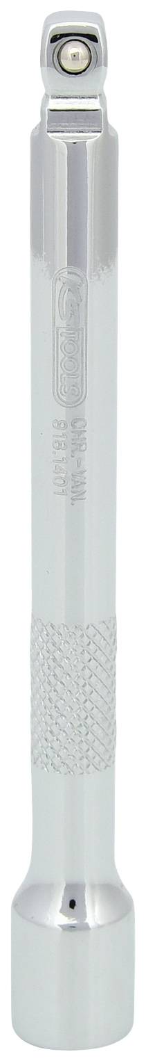 Srebrny adapter metalowy z żłobkowanym uchwytem i złączem na końcu.