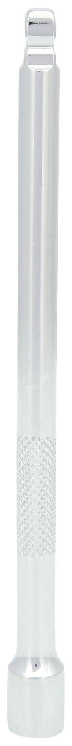 Srebrny uchwyt instrumentu stomatologicznego z rowkowaną powierzchnią, cylindryczny z lekko wygiętym końcem, stosowany podczas zabiegów stomatologicznych.