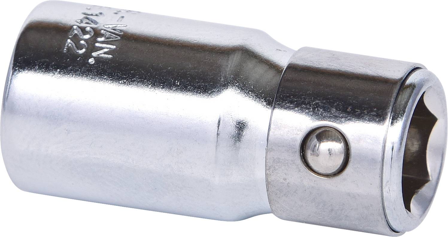 Metalowa nasadka sześciokątna, stosowana w kluczykach lub grzechotkach. Z oznakowaniem na boku.