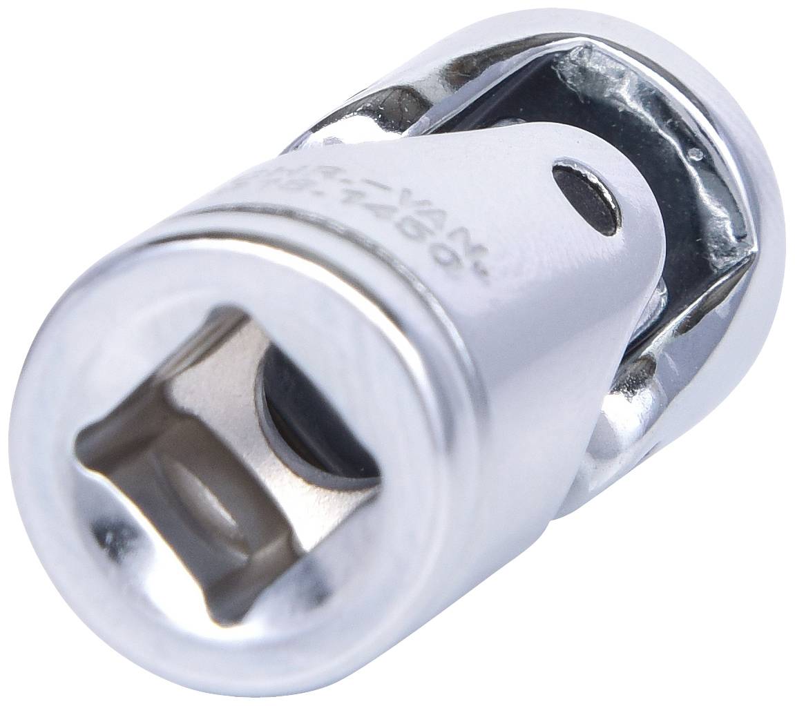 Chromowany przegub Cardana do kluczy nasadowych, umożliwia elastyczność przy użyciu grzechotek w trudno dostępnych miejscach.