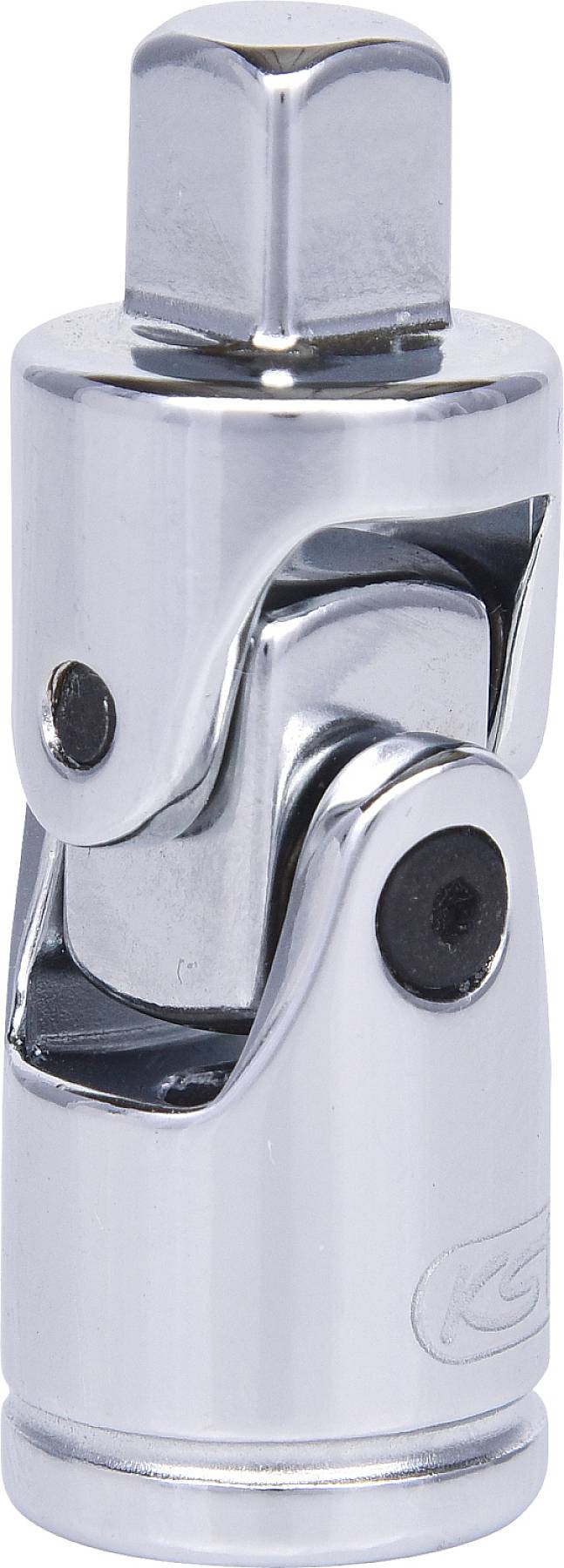 Metalowy adapter przegubowy do kluczy nasadowych z obrotowym złączem, zapewniający elastyczność podczas dokręcania lub odkręcania śrub.