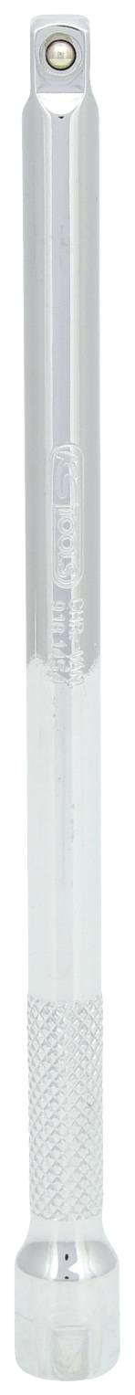 Przedłużony adapter do klucza nasadowego wykonany z metalu z żebrowanym uchwytem, przeznaczony do użycia z kluczem dynamometrycznym.