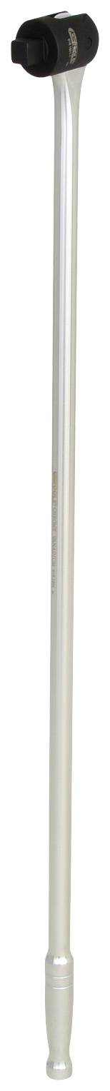 Srebrny kij do chodzenia z ergonomicznym, czarnym uchwytem i antypoślizgowym zakończeniem.