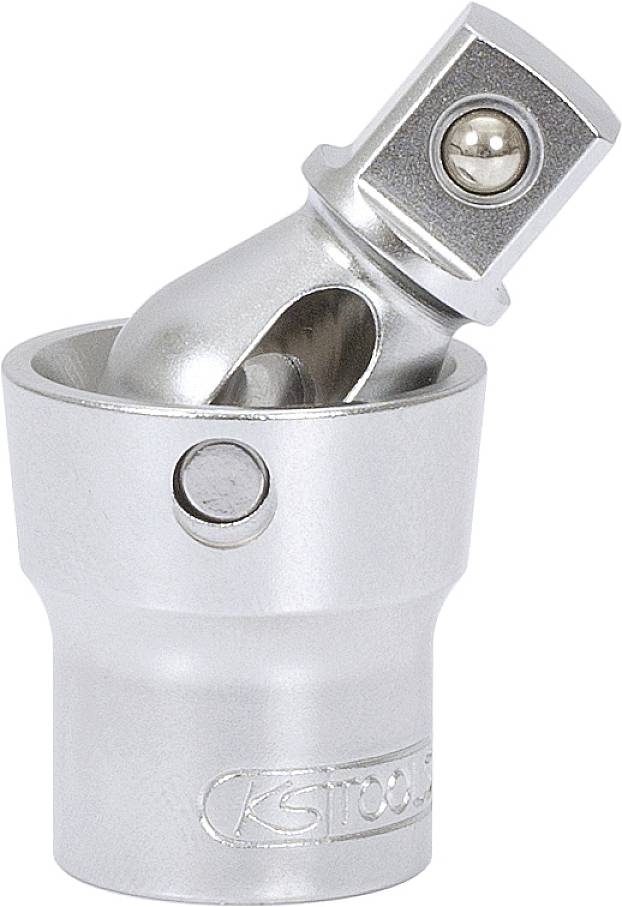 Przegubowy klucz nasadowy wykonany z metalu, umożliwia elastyczną pracę w ciasnych przestrzeniach dzięki obrotowemu połączeniu.