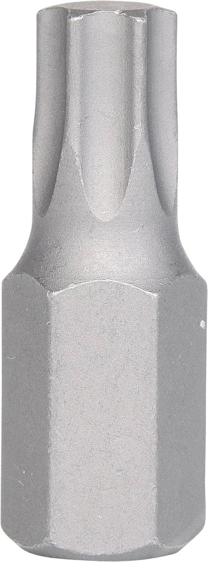 Nasadka metalowa z gwiazdkowym profilem T, prawdopodobnie bit do wkrętaka Torx, odpowiedni do narzędzi lub wkrętaków.