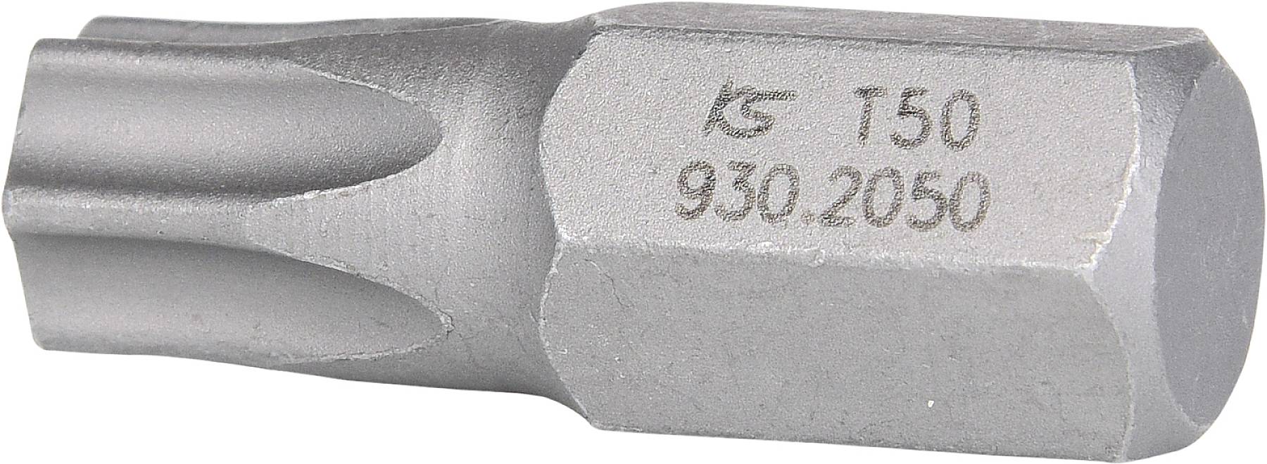 "Metalowy bit Torx z grawerem „K5 T50 930.2050" na boku, przeznaczony do użycia z odpowiednim śrubokrętem."