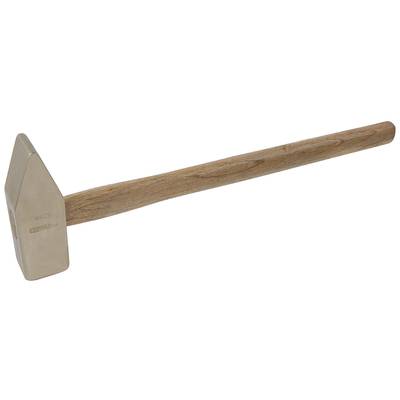 Młot z drewnianą rękojeścią i ciężką, metalową główką, odpowiedni do ciężkich prac, takich jak rozbijanie kamieni.