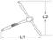 Rysunek przedstawia techniczną ilustrację klucza T firmy KS Tools z wymiarami L1 i L2.