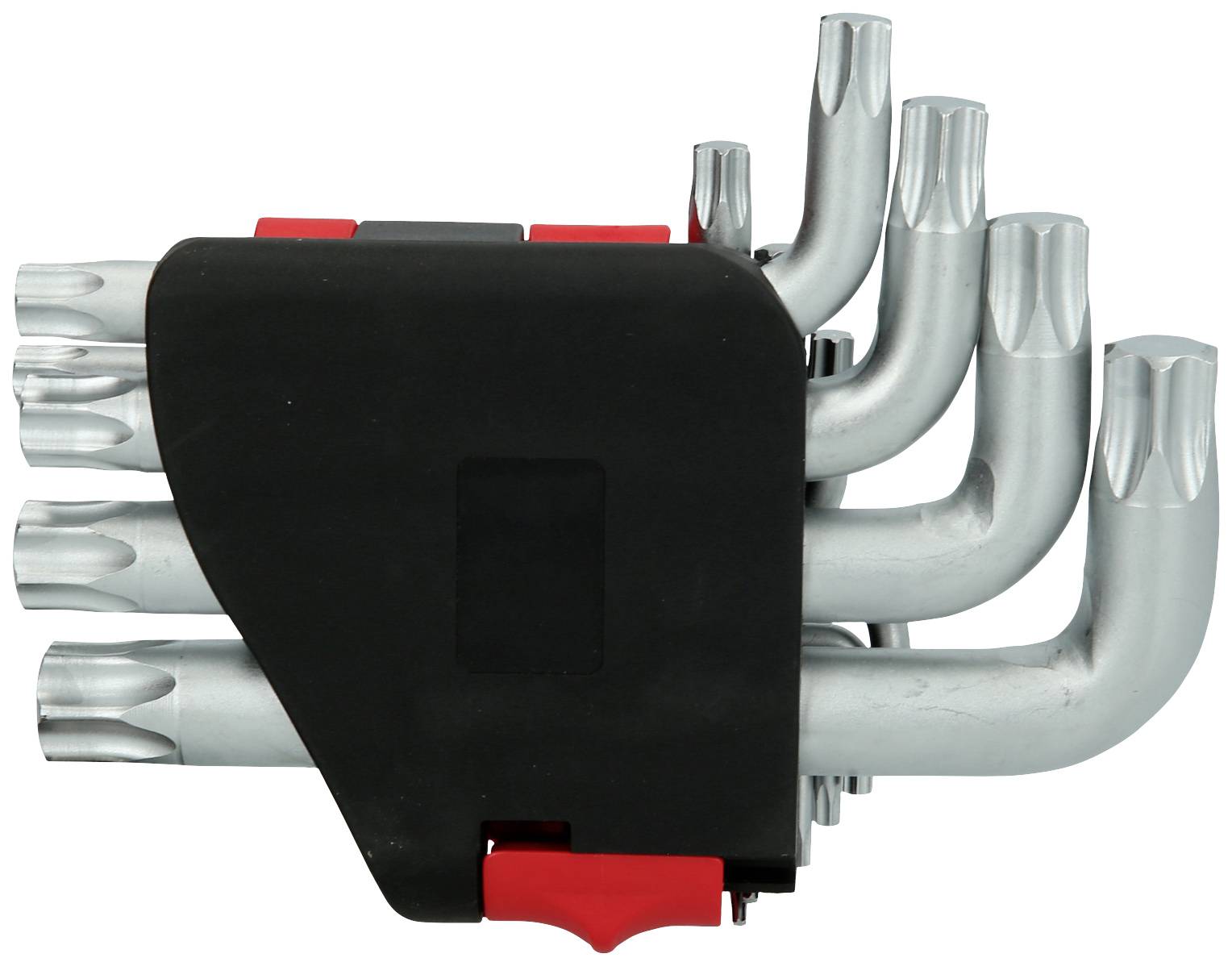 Zestaw kluczy Torx w czarnym uchwycie, widoczne różne rozmiary.