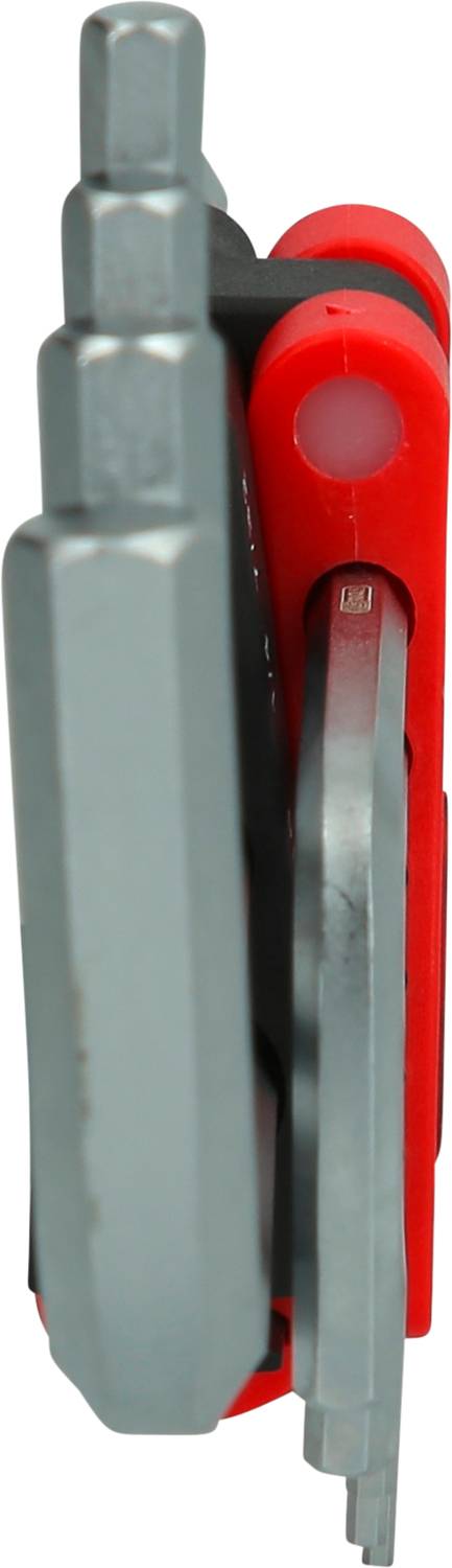 Wielofunkcyjne narzędzie z wieloma składanymi elementami metalowymi w czerwonej rękojeści. Idealne do napraw i aktywności na świeżym powietrzu.