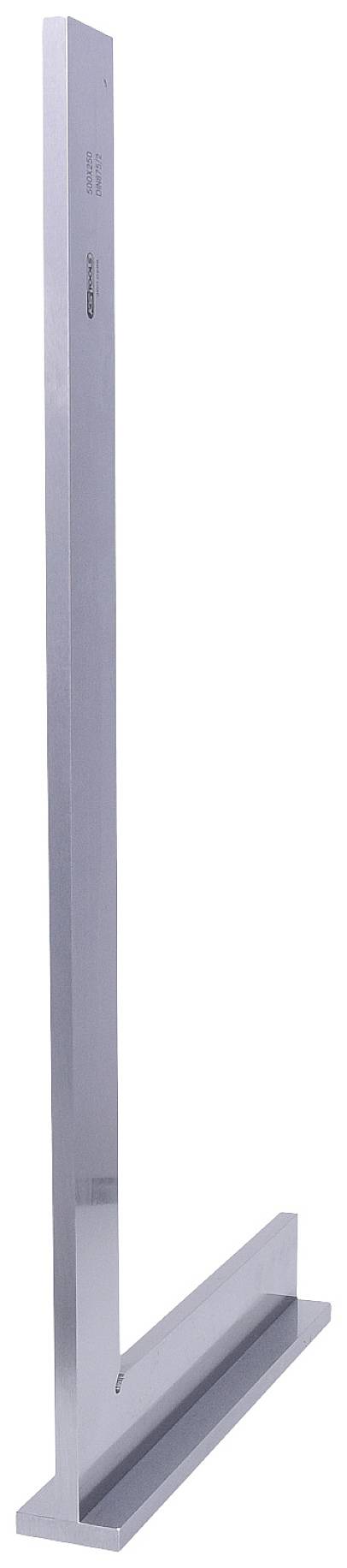 Duży metalowy przyrząd w kształcie litery T, składający się z długiego, pionowego trzpienia i krótszej, poziomej podstawy, stosowany do pomiarów lub trasowania.
