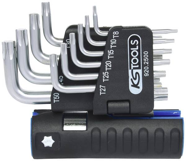 KS Tools 920.2500 TX Zestaw kluczy trzpieniowych   T 8, T 10, T 15, T 20, T 25, T 27, T 30, T 40, T 45, T 50 10 szt.