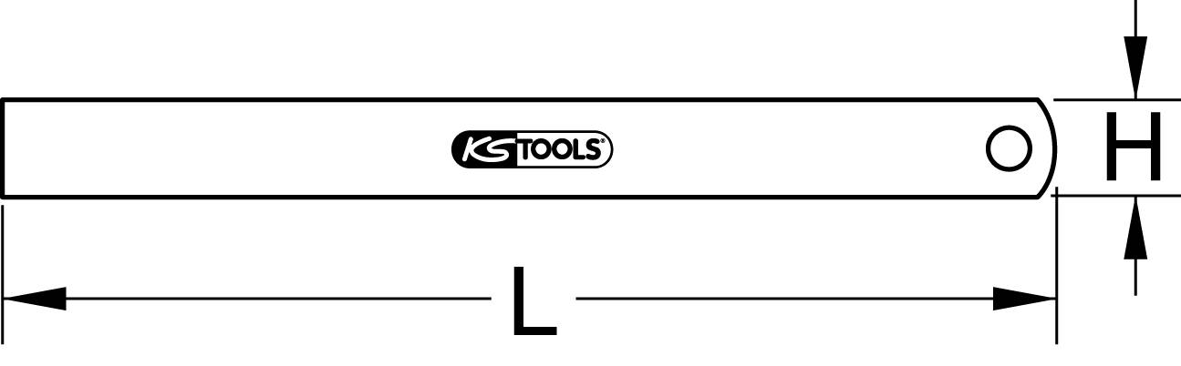 Klucz płasko-oczkowy 'KS Tools': Wymiary H=wysokość główki, L=długość całkowita.