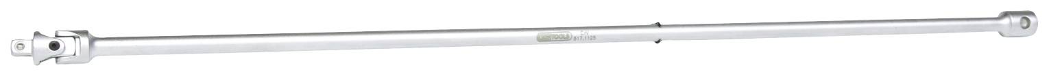 Długi, srebrny klucz dynamometryczny używany do precyzyjnego pomiaru momentu obrotowego podczas dokręcania śrub i nakrętek.
