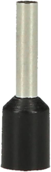 Na ilustracji przedstawiona jest końcówka przewodu z czarną izolacją i srebrną metalową częścią.