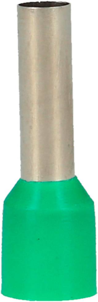 Zielona izolacja końcówki przewodu z metalową tulejką do połączeń elektrycznych.