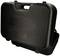 Czarny, zamknięty, twardy kufer z uchwytem.
