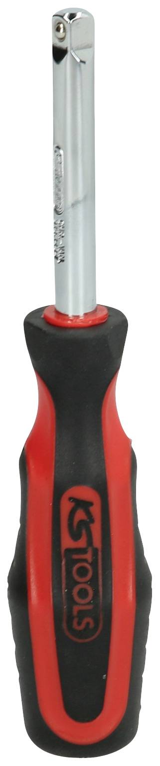 Wkrętak z czerwonym i czarnym uchwytem oraz srebrnym ostrzem, odpowiedni do różnych prac śrubowych.