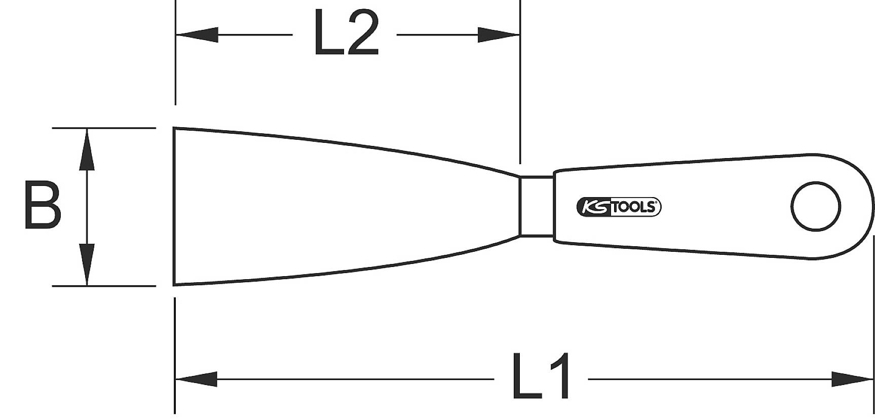 Rysunek techniczny narzędzia z wymiarami.