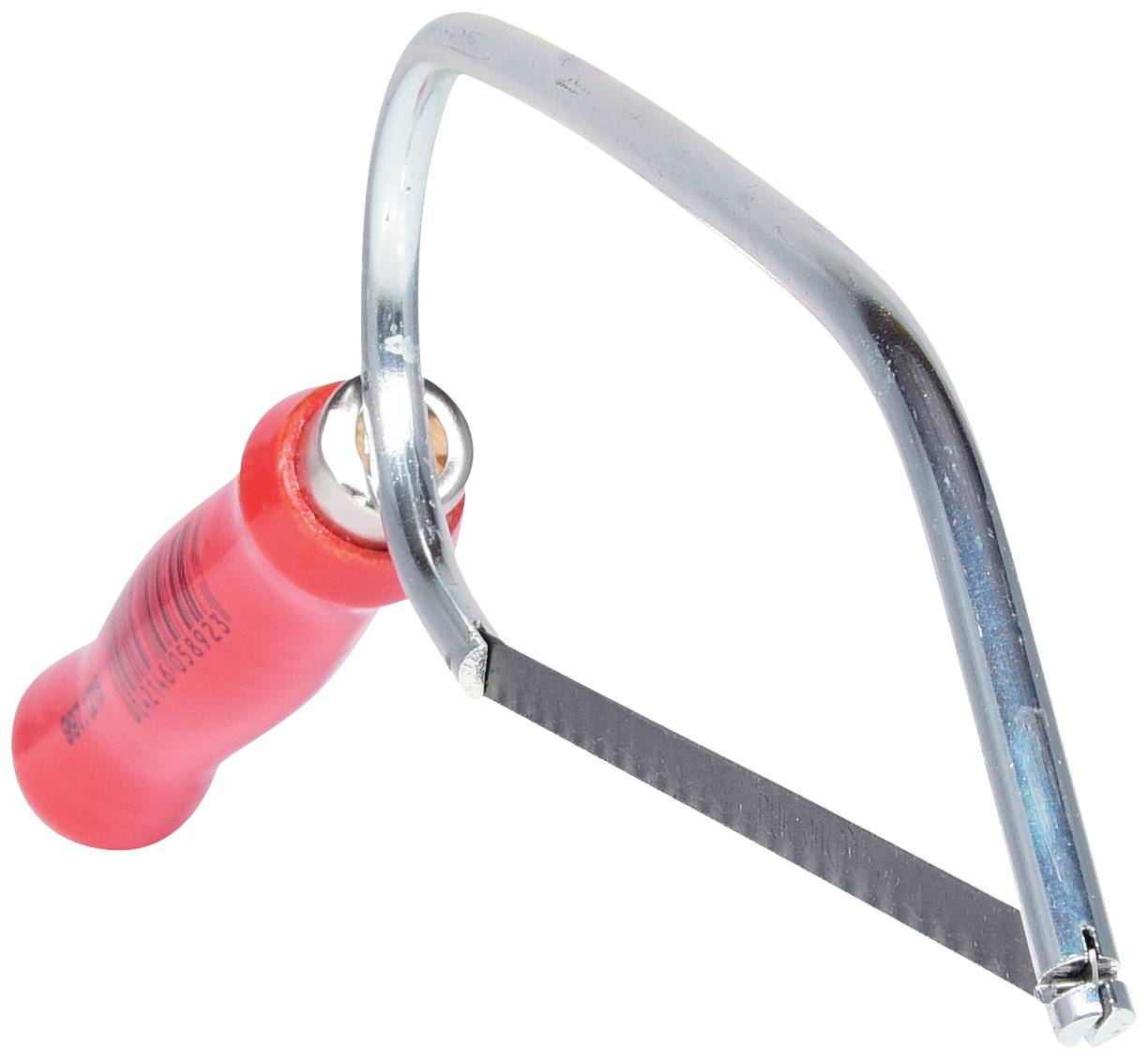 Piła metalowa z czerwonym uchwytem, odpowiednia do precyzyjnego cięcia.