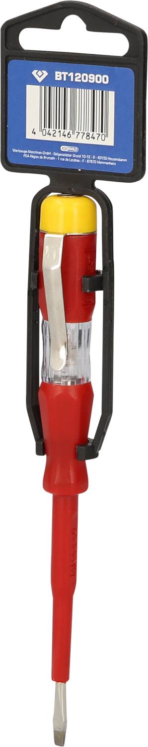 Wielofunkcyjny śrubokręt z czerwonym uchwytem i przezroczystą sekcją w uchwycie opakowania, odpowiedni do różnych rodzajów śrub.