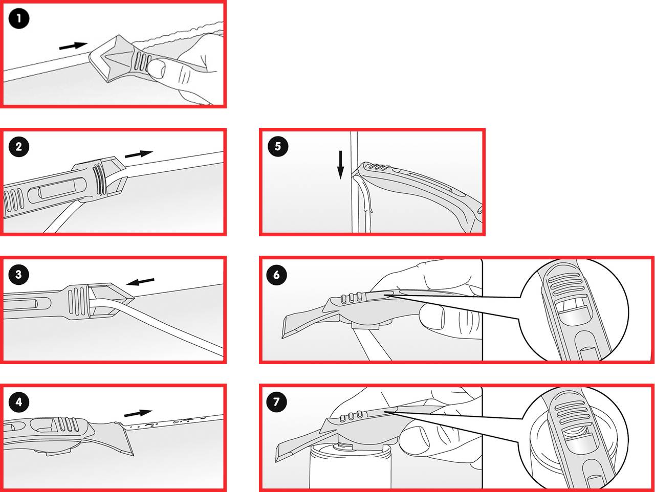 Instrukcja obrazkowa wymiany wycieraczek: usuwanie starej wycieraczki i montaż nowej wraz ze wskazówkami orientacyjnymi w postaci strzałek.