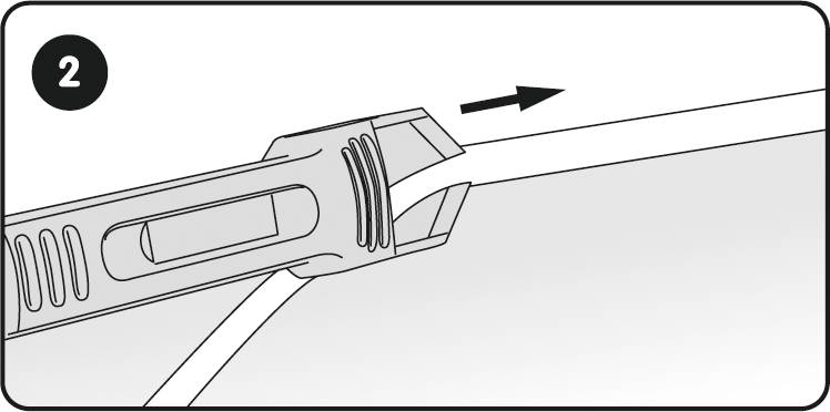 Ramię wycieraczki należy odciągnąć w kierunku wskazanym przez grot strzałki, aby zdjąć lub wymienić piórko wycieraczki.