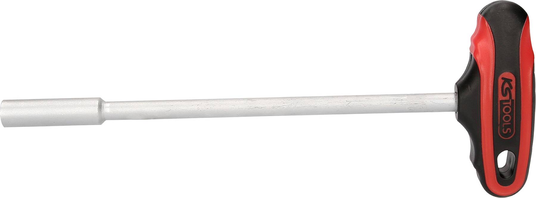 Klucz nasadowy T z długim trzpieniem, z czarną i czerwoną rękojeścią, produkt marki KStools.