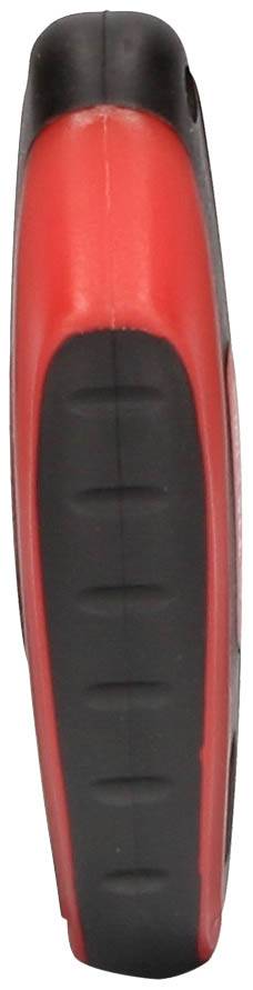 Czerwono-czarne ergonomiczne narzędzie z zaokrąglonym, antypoślizgowym uchwytem.