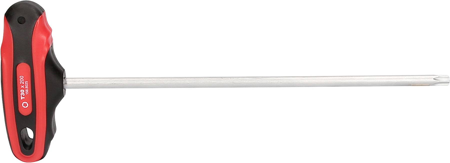 Śrubokręt z uchwytem T, wyposażony w długi trzpień i ergonomiczny uchwyt, zapewniający lepsze trzymanie i siłę dźwigni.