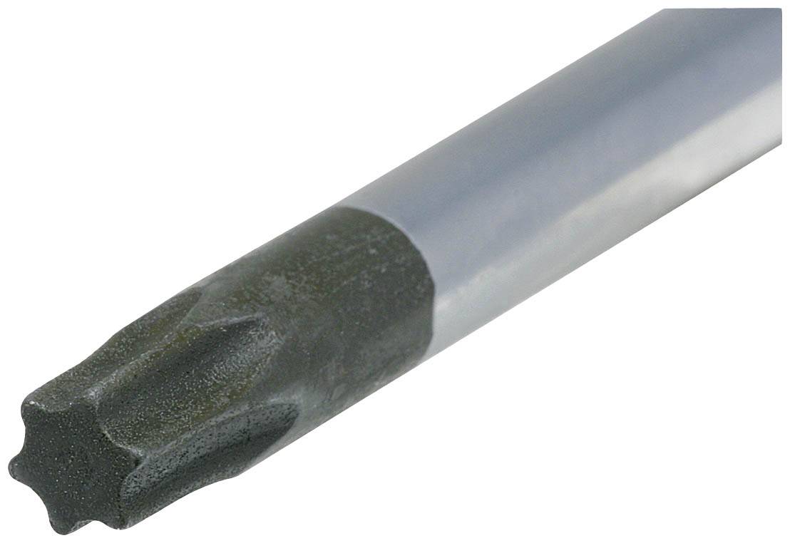 Wkrętak Torx z końcówką w kształcie gwiazdy, przeznaczony do wkręcania lub odkręcania śrub z odpowiednim gniazdem Torx.