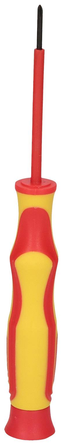 Żółto-czerwony śrubokręt z antypoślizgowym uchwytem, odpowiedni do prac rzemieślniczych i napraw.