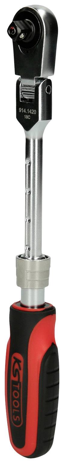 Klucz dynamometryczny z czarną i czerwoną rękojeścią, ze skalą na trzonku. Używany do precyzyjnego dokręcania śrub i nakrętek.