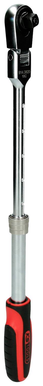 'Klucz dynamometryczny z czarną głowicą i czerwonym uchwytem, używany do precyzyjnego ustawiania i kontroli momentu dokręcania śrub.'