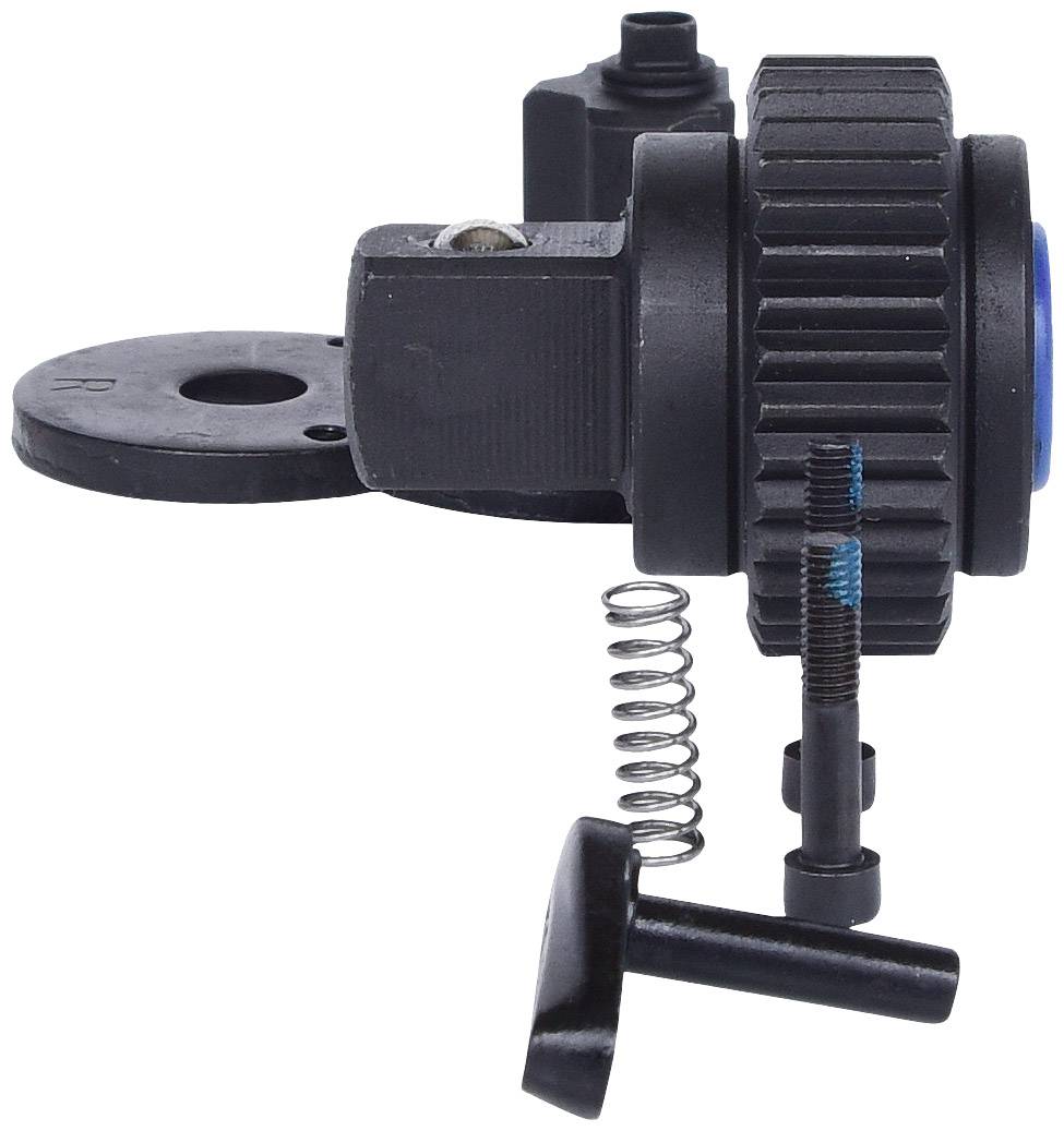 Czarna mechaniczna część składowa z kołkami, sprężynami i śrubami, prawdopodobnie stanowiąca element większej maszyny lub urządzenia.