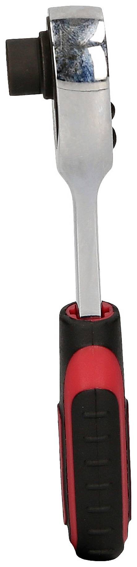 Klucz z grzechotką z czerwonym i czarnym uchwytem.