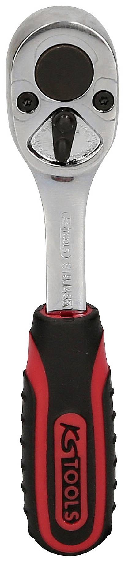 Klucz z czarną i czerwoną rączką.