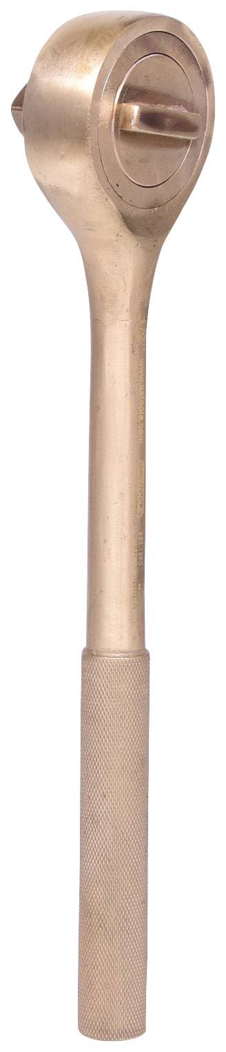 Miedziany klucz dynamometryczny z żłobkowanym uchwytem i mechanizmem zapadkowym.